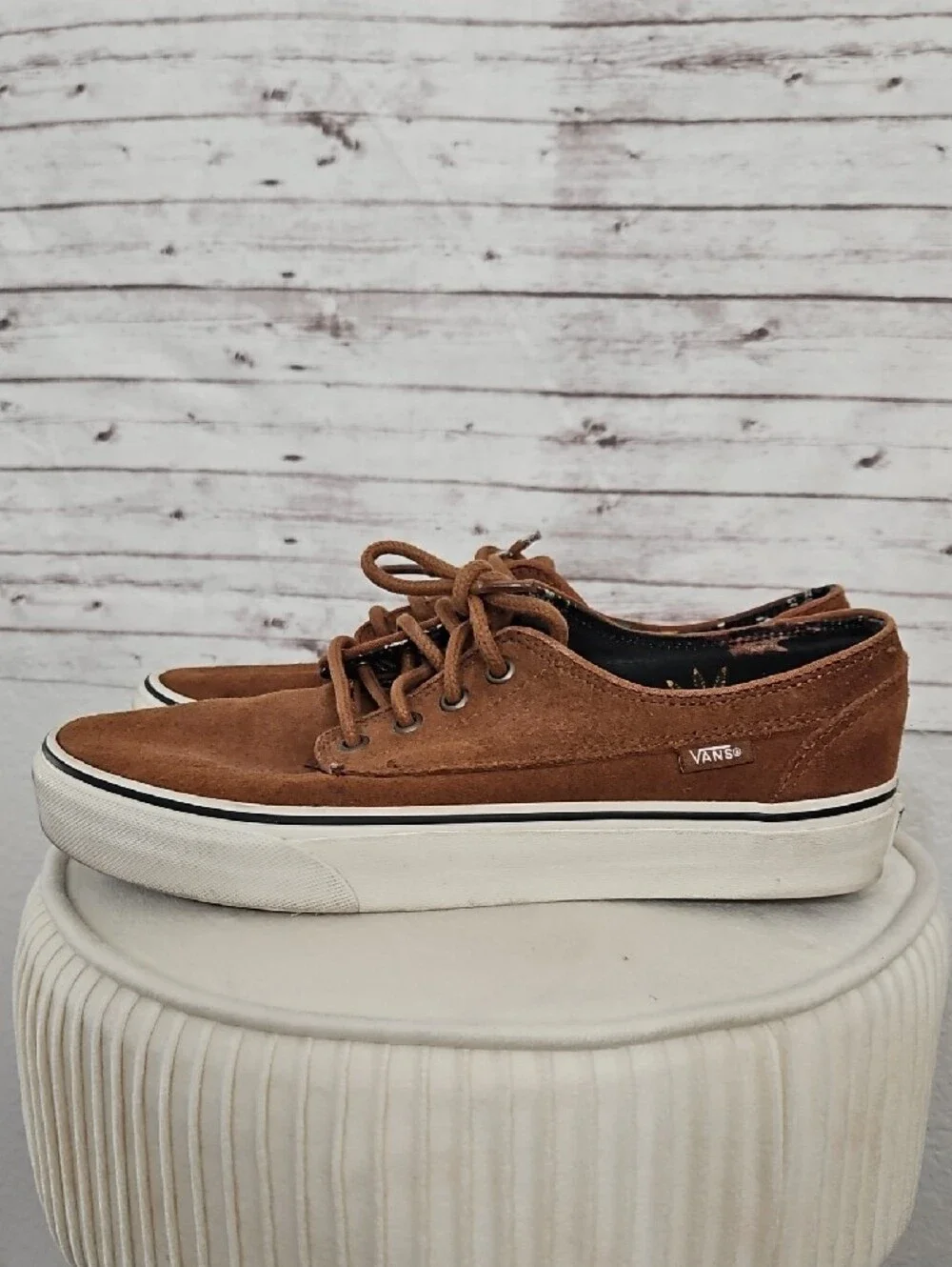 Vans Brown Suede Slip-On Lace-Up Loafers